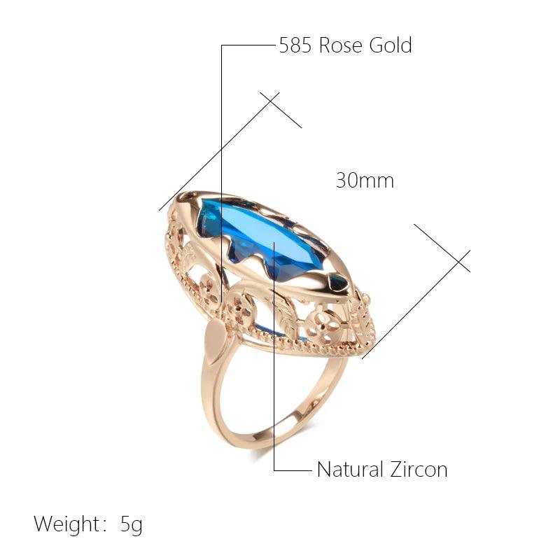 Awesome Horse Eye Design Filled 14K Rose Gold AAA Zircon Crystal Unique Ethnic Rings for Women Daily Fine Jewellery