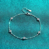 Charming Bubble Full 3mm 0.1CT D Colour Moissanite Diamonds Silver Bracelets For Women, Bezel Link Hand Bracelets - The Jewellery Supermarket