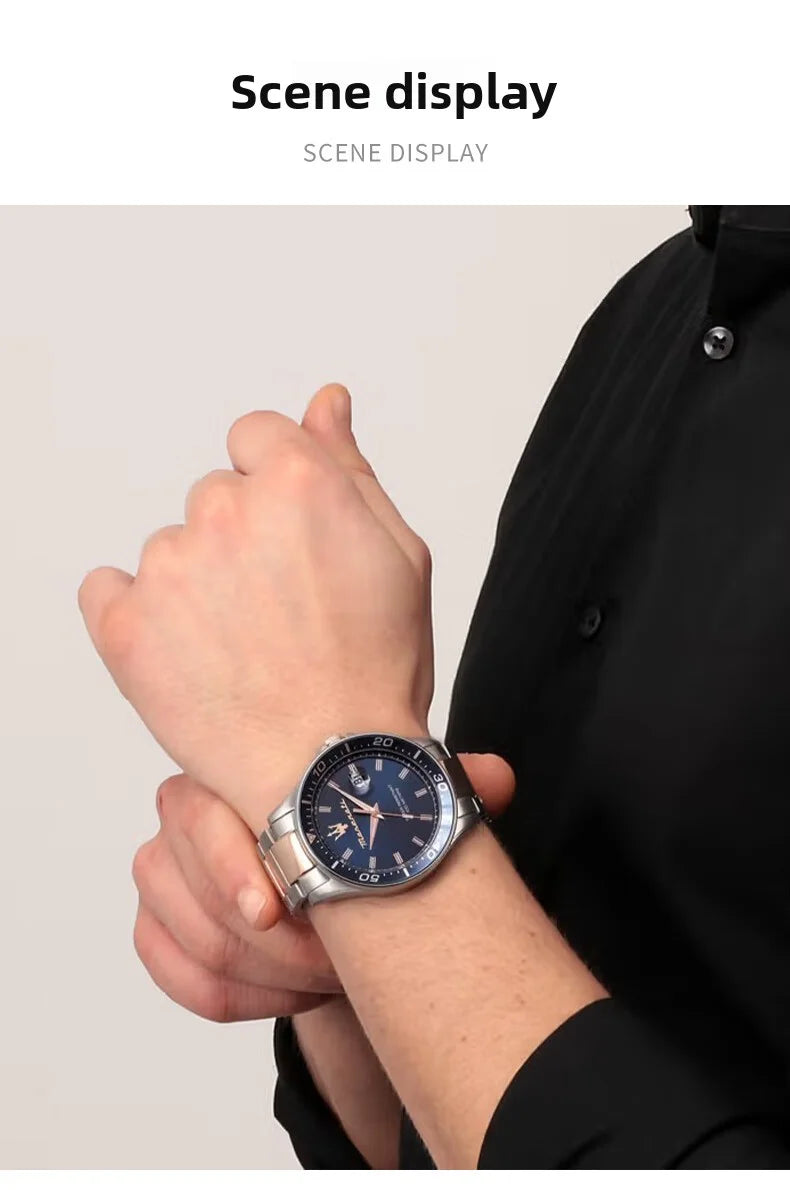 High Quality Maserati Waterproof Men's Business High-grade Green Water European and American Dial Quartz Watch