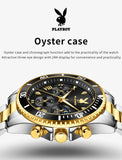 PLAYBOY Casual Business New Original Stainless Steel Multifunction Waterproof Luxury Quartz Men's Watches