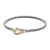 Exquisite Charm Bracelet Sterling Silver Classic Heart-Shaped T-shaped Design Bracelet -  Original Charm Jewellery - The Jewellery Supermarket