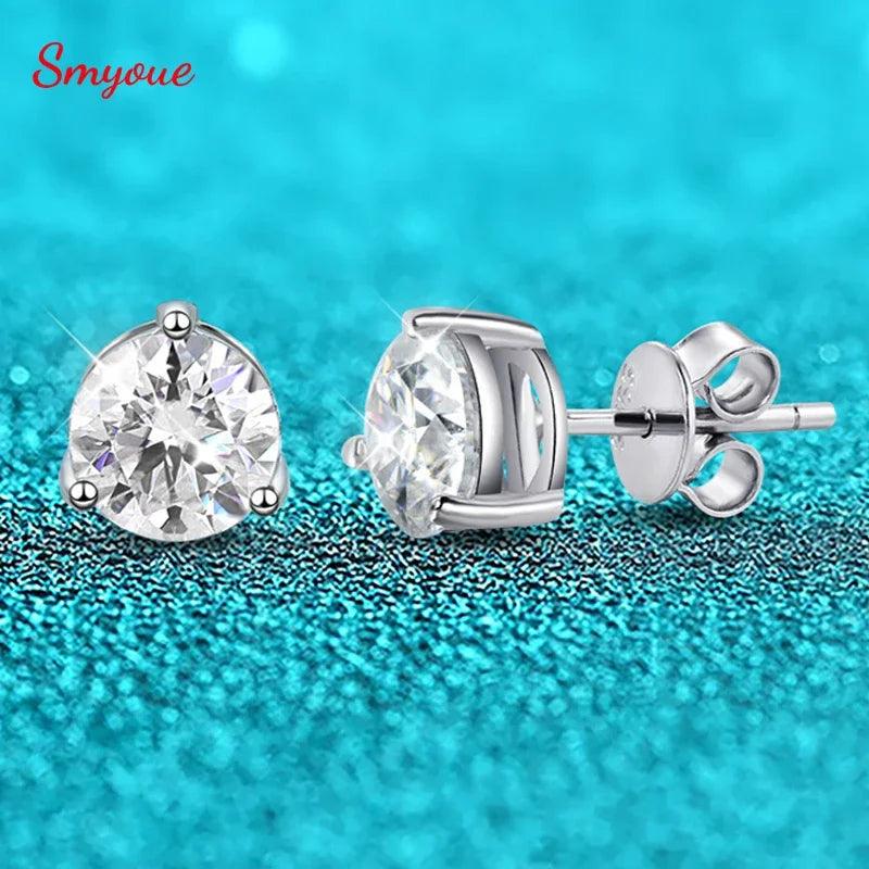 Amazing 1-3CT D Colour Moissanite Diamonds Studs Earrings for Women/Men , Sterling Silver Fine Jewellery - The Jewellery Supermarket