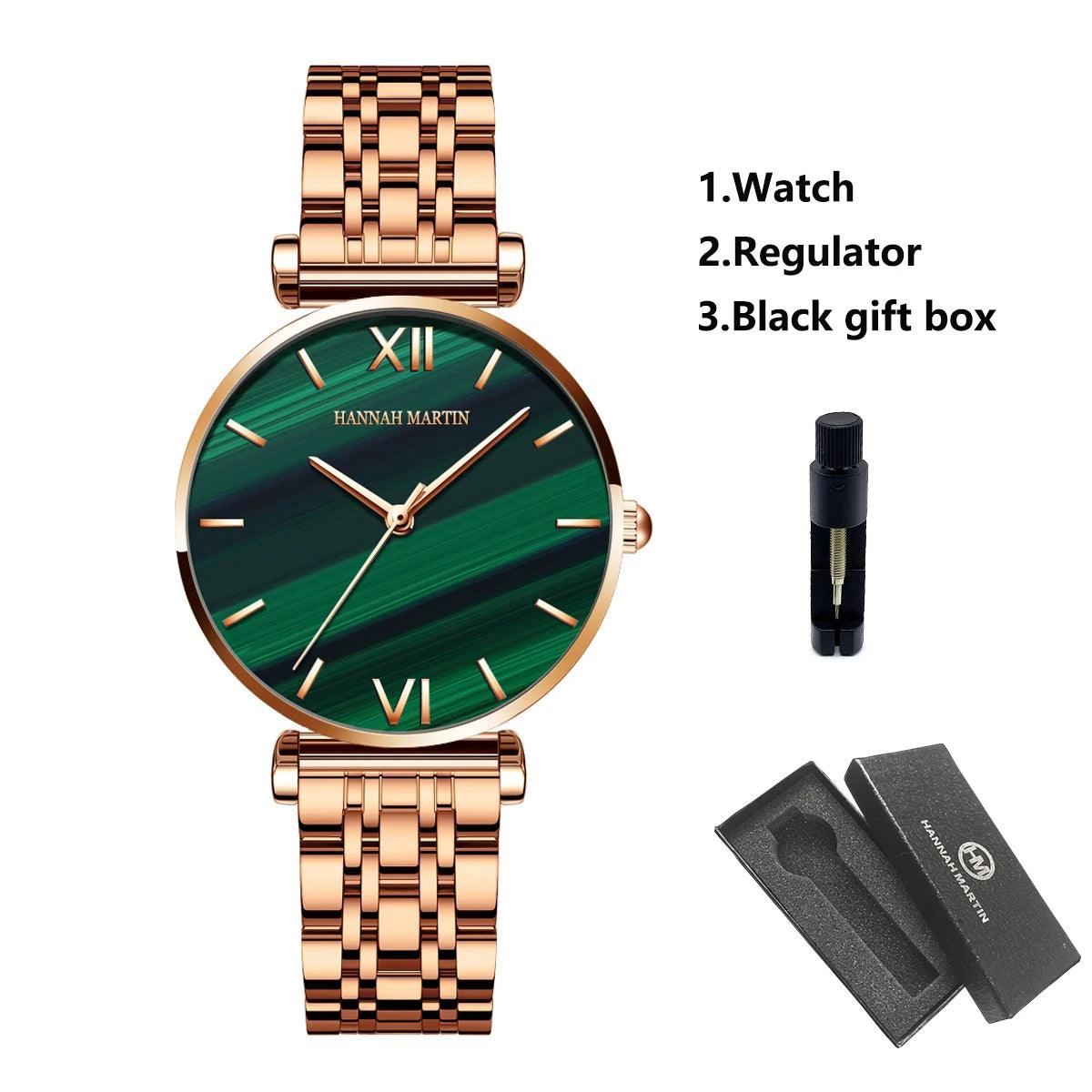 Luxury Fashion Elegant Rose Gold Tone Stainless Steel Women Watch Quartz Simple Round Dial Waterproof Wristwatches