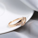 Luxury Double Layer Glossy Metal 14K Rolled Rose Gold AAA Zircon Diamonds Ring - Fine Personality  Jewellery