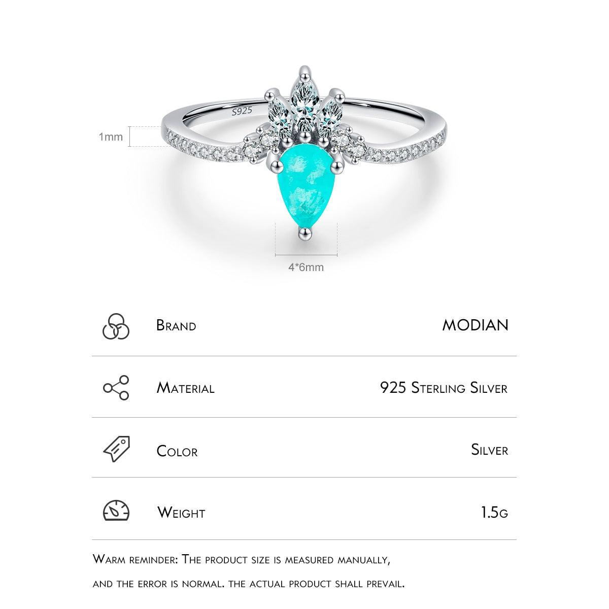 Fashion Silver Crown Paraiba Tourmaline and AAAA Simulated Diamonds Ring - Luxury Fine Jewellery - The Jewellery Supermarket