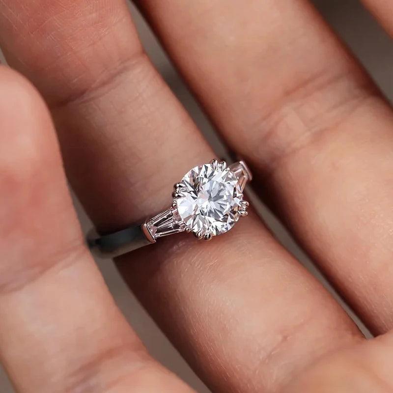 Three Stones 1/3Carat Moissanite Diamonds Rings Silver Engagement Wedding Band Fine Jewellery with GRA Certificate