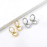 Stainless Steel Geometric White Shell Heart Round Square Shape Bee Moon Crown Hoop Earrings For Women, Girls