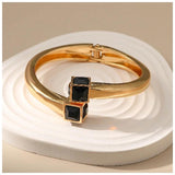 New High-end Exquisite Double Square Shape Cuff Bracelet Crystal Statement Bangle Fashion Jewellery for Women - The Jewellery Supermarket