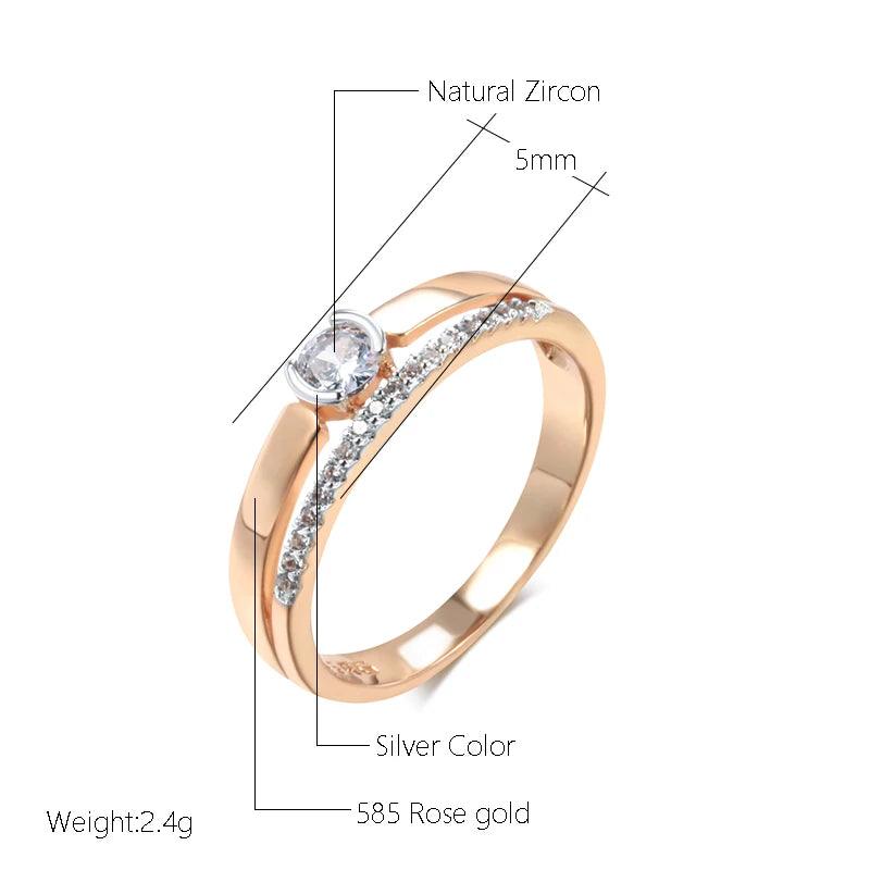 Luxury AAA Zircon Diamonds 14K Rolled Rose Gold and Silver Color Mix Setting Slim Design Daily Jewellery Rings