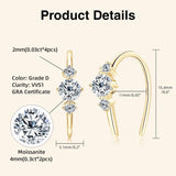 Elegant U shaped 3 Stone D Colour 0.72CT Moissanite Diamonds Hoop Earrings for Women Silver Wedding Fine Jewellery - The Jewellery Supermarket