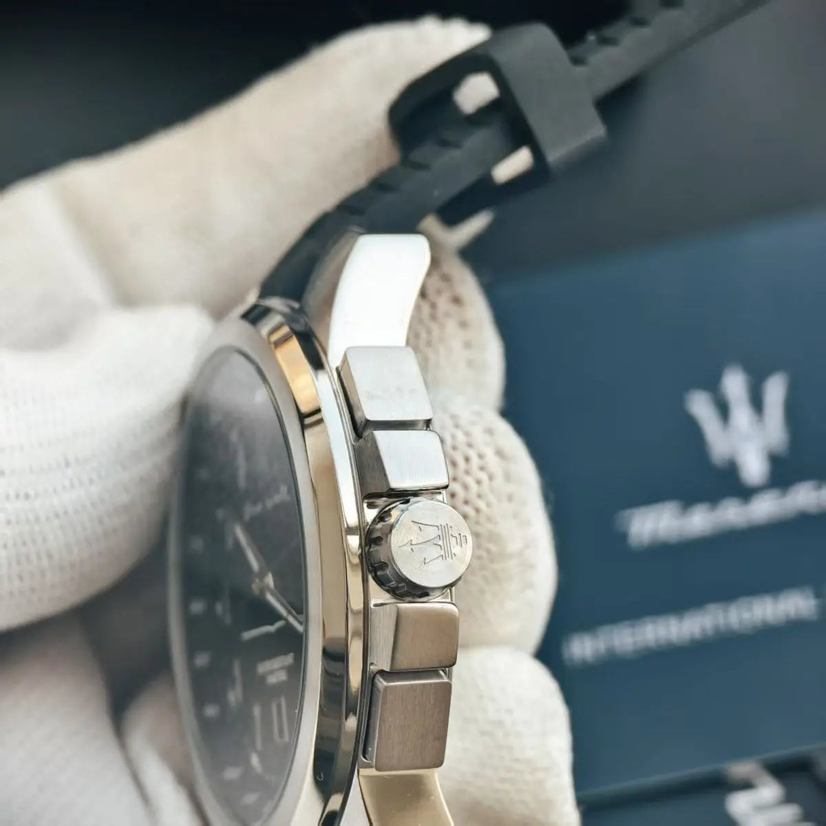 New Maserati Watch Men's Dial Simple Quartz Classic Business Blue Leather Strap Three-eye Timing waterproof  Watch