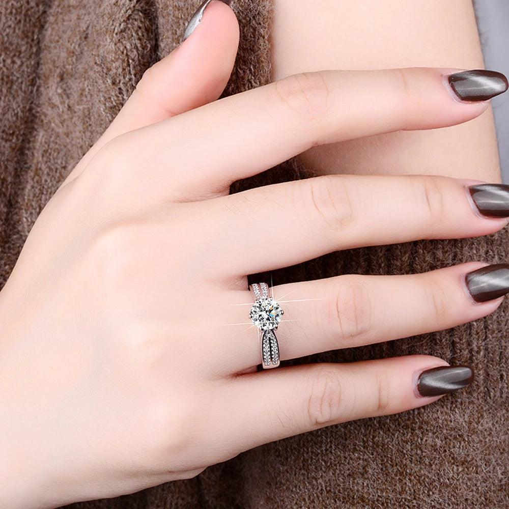 1/2/3ct Moissanite D VVS1 Lab Diamond 925 Sterling Silver Engagement Wedding for Women Rings with GRA Fine Jewellery