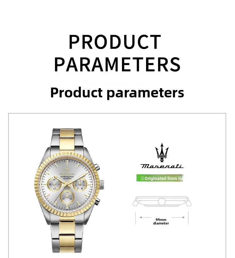 Original Maserati Blue Gold Men's Luxury Gold Fashion Trend Dial European and American Business watch