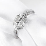 Fabulous Radiant Cut 3ct Full Moissante Diamonds Wedding Engagement Rings - Certified Plated Platinum Silver Rings