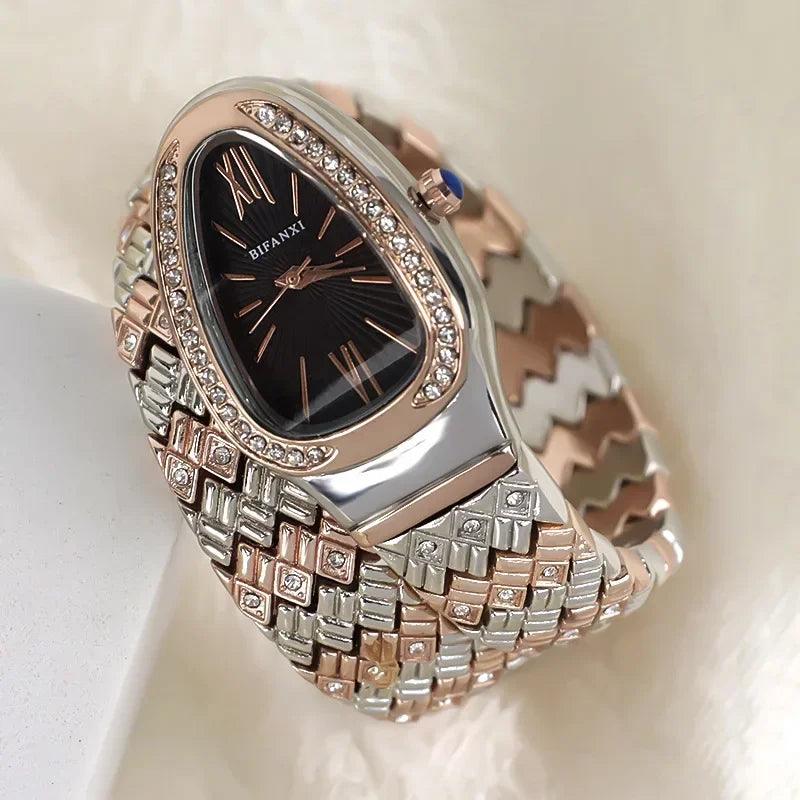 Luxury Snake Watches for Women  Top Brand Stainless Steel Creative Quartz Fashion Lady Dress Jewellery Wristwatches