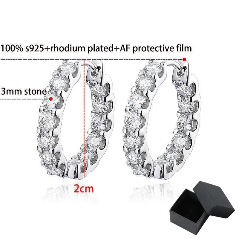 18KGP Total 2.6CT Full Moissanite Diamonds Hoop Earring for Women - Sparkling Silver Earrings for All Occasions - The Jewellery Supermarket