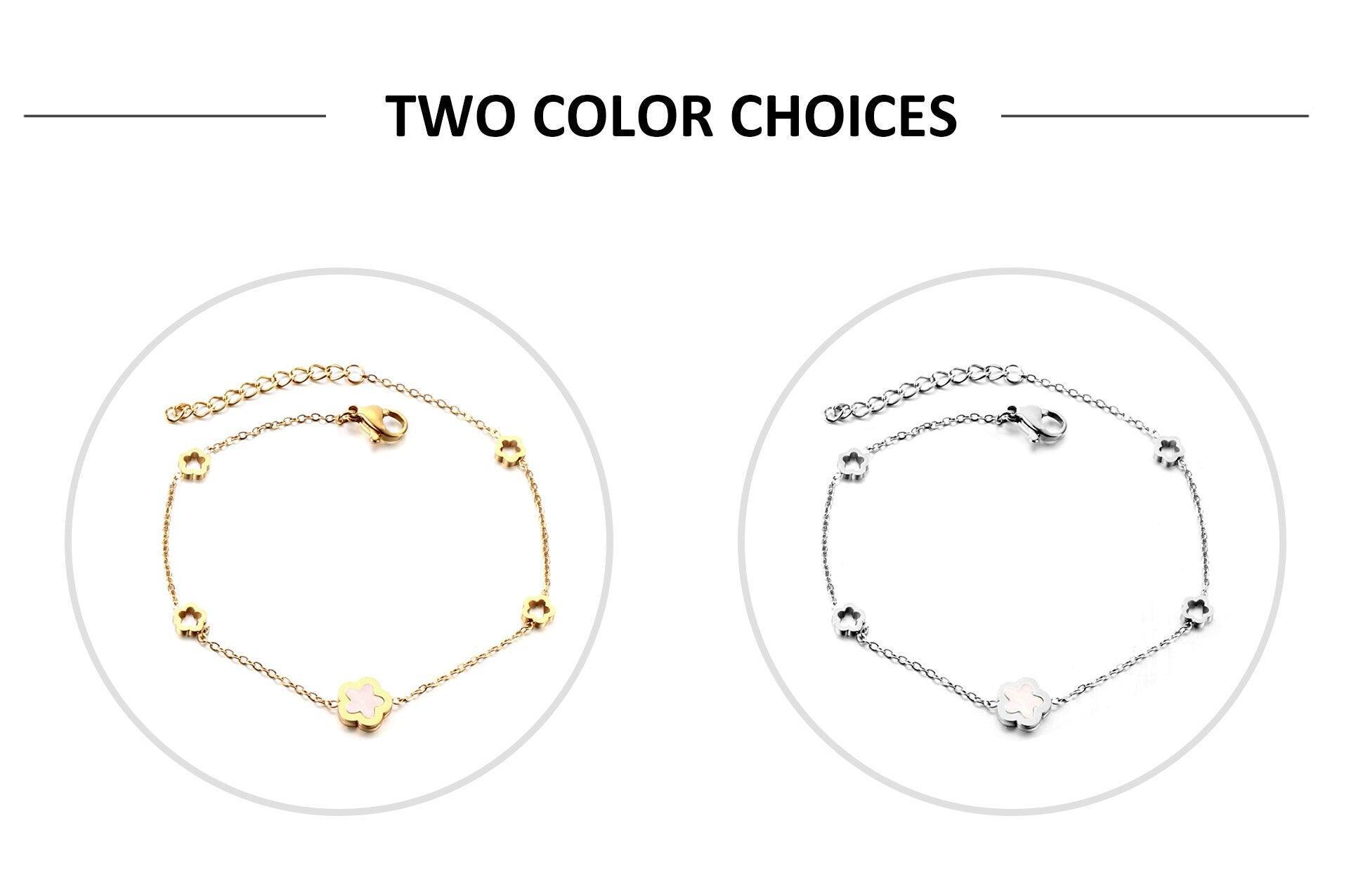 Elegant White Shell Charm Bracelet For Women - Hollow Flower Chain Stainless Steel Luxury Jewellery  - The Jewellery Supermarket