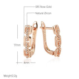 Charming Personality Chain Design Inlay with AAA White Zircon Diamonds 14K Rolled Rose Gold Earrings for Women