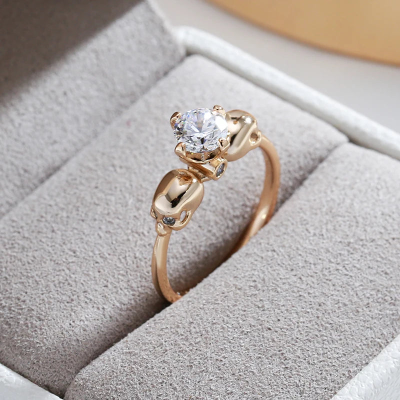 Simple Punk Skull Filled 14K Rose Gold AAA Zircon Diamond Ring for Women - Party Trend Daily Jewellery