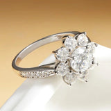Brilliant GRA Certified VVS1 Moissanite Diamond Rings 925 Sterling Silver Sunflower Wedding Enggement Fine Jewellery