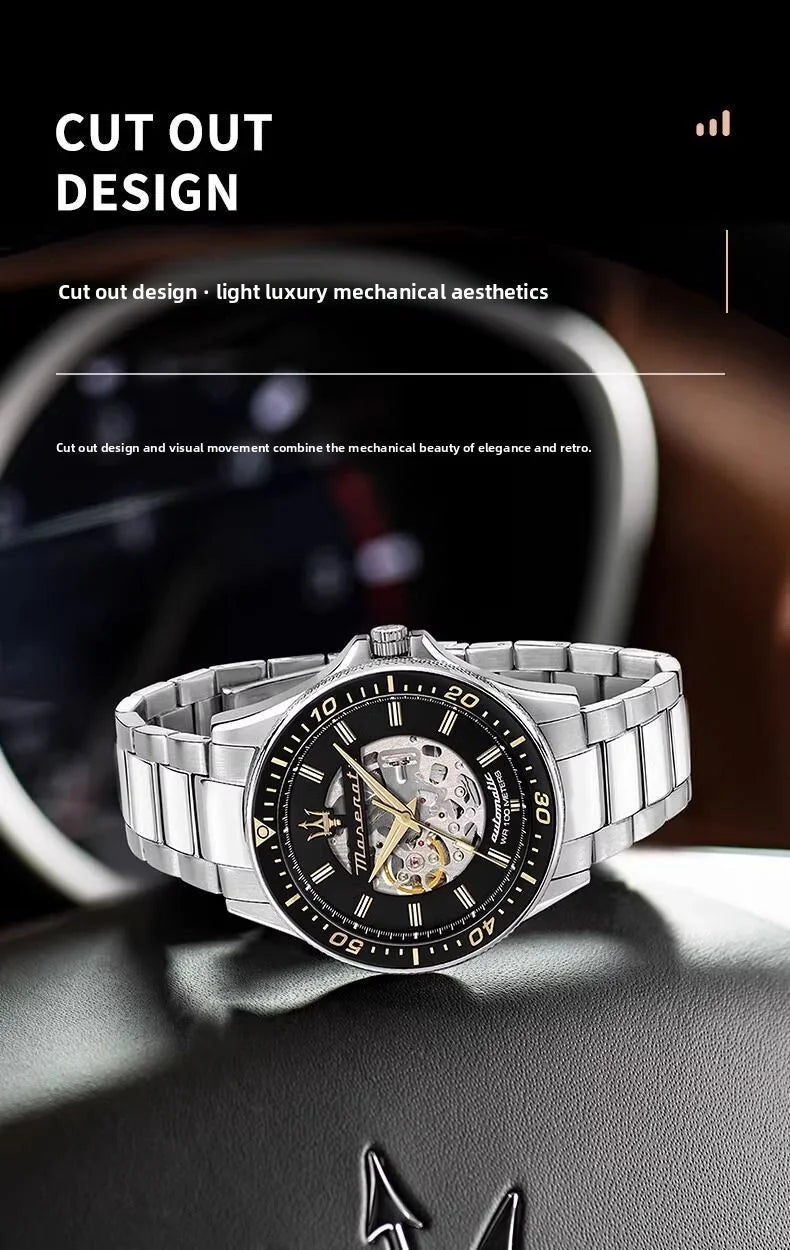 Maserati Hollowed Out automatic Mechanical Watch Europe and the United States Big Dial Leisure Business Wrist Watch