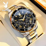 PLAYBOY Popular Original Stainless Steel Waterproof Quartz Multifunction Casual Fashion Trend Mens Watches