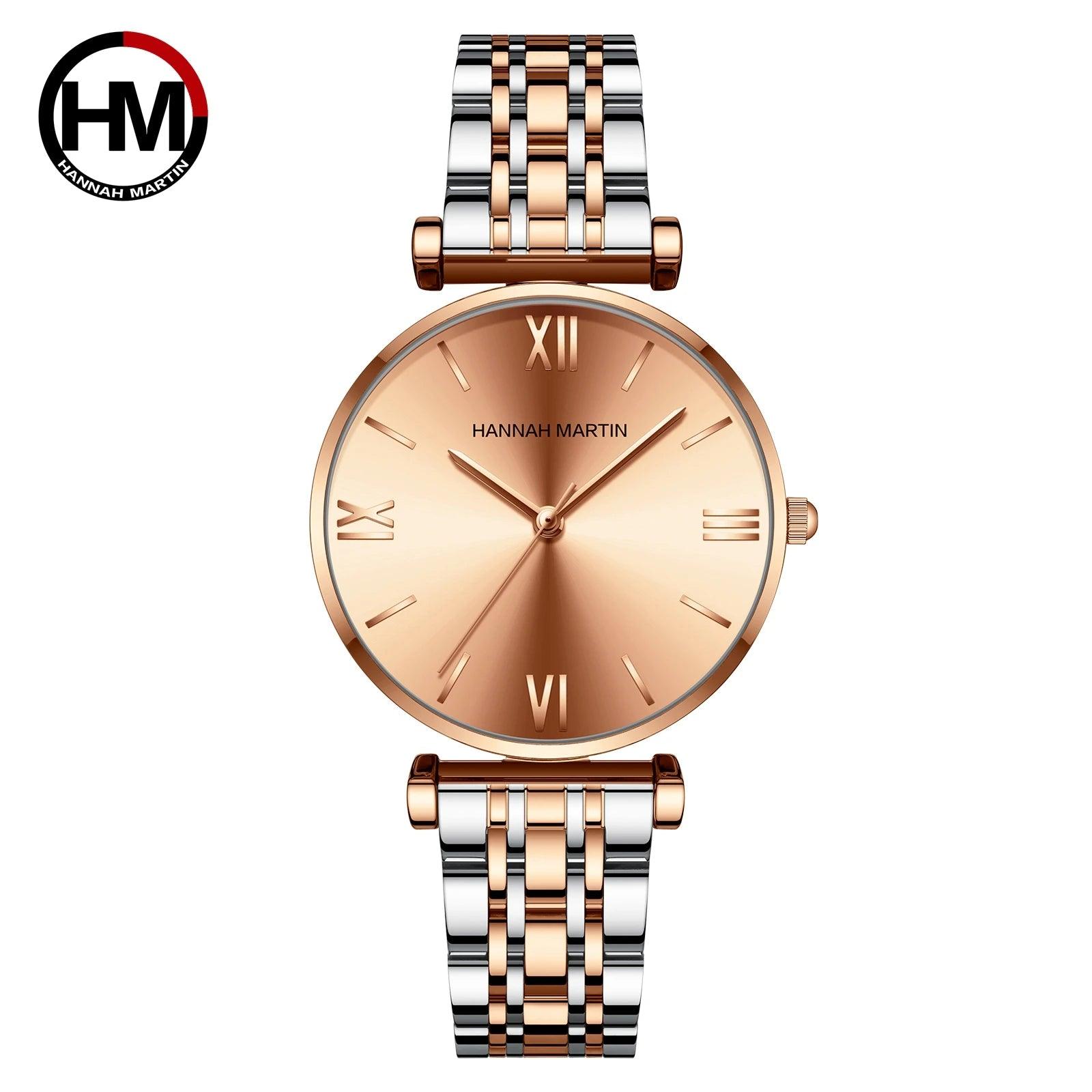 Elegant Ladies Rose Gold Fashion Watch, Stainless Steel Strap Japanese Movement Quartz Waterproof Ladies Watches