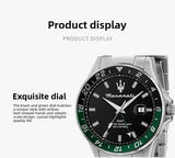 High Quality Maserati Waterproof Men's Business High-grade Green Water European and American Dial Quartz Watch