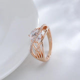 Luxury Rolled 14K Rose Gold AAA Zircon Crystal Geometric Cross Rings for Women  - Ethnic Jewellery