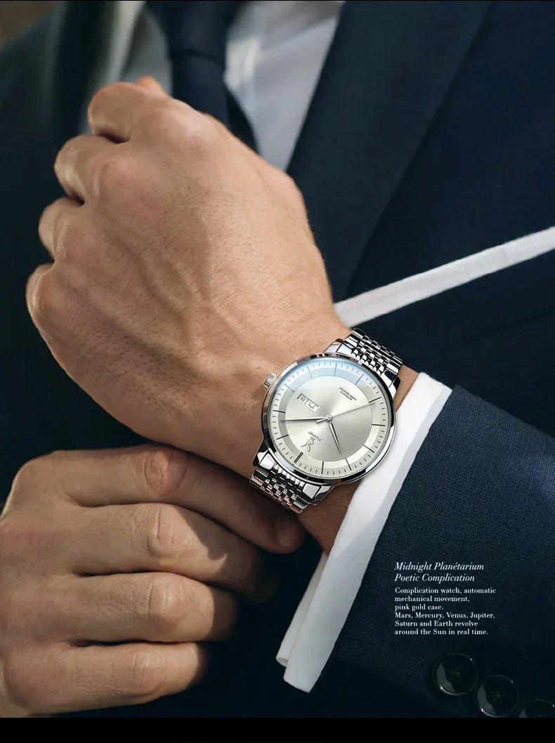 PLAYBOY Casual Simple Automatic Mechanical Men's Watches Original Waterproof Calendar High Quality Watch for Men