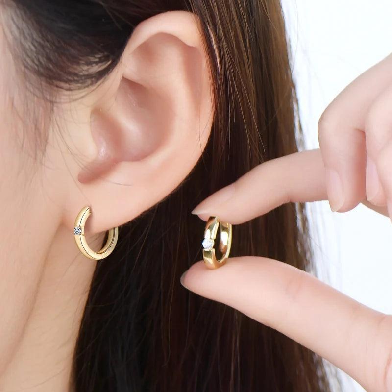 New Design 14KGP Moissanite Diamonds Hoop Earrings 2.0mm VVS1 Fine Jewellery - Silver Earrings for Women Men - The Jewellery Supermarket