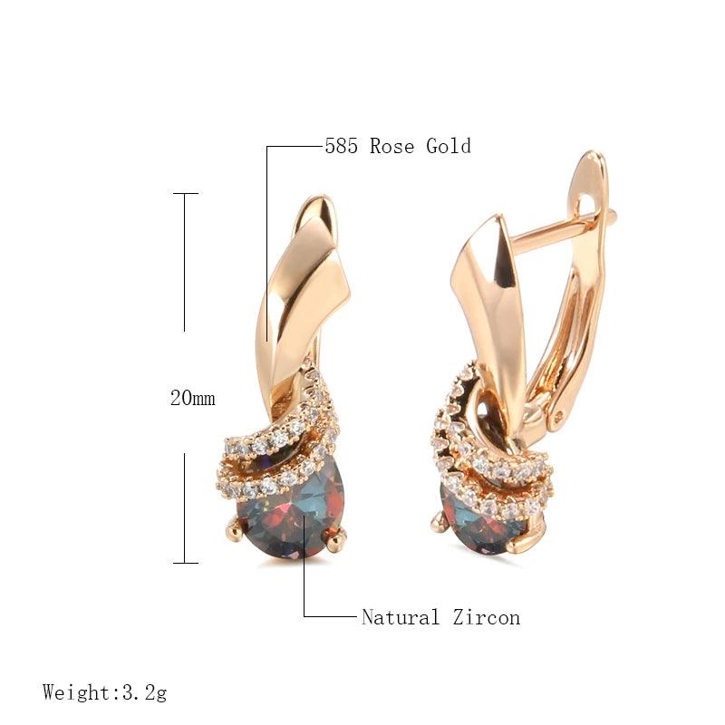 Superb Water Drop Design 14K Rolled Rose Gold AAA Zircon Crsytals Earrings for Women,  Party Fine Jewellery