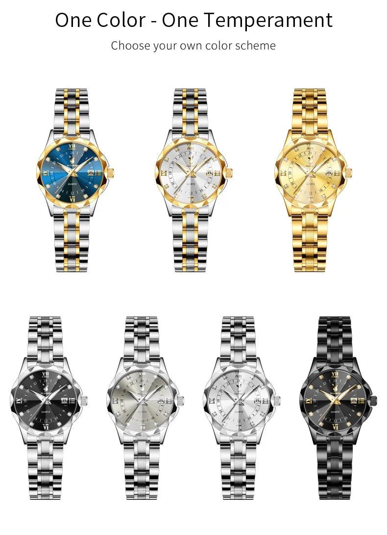 Elegant Luxury Brand Fashion Trend Quartz Lady's Watch Best Selling Waterproof Luminous Stainless Steel Watches