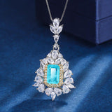 Luxury 8*12mm Paraiba Tourmaline Pendant Necklace Drop Earrings for Women - Charming Fine Jewellery Set - The Jewellery Supermarket