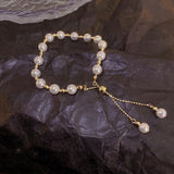 Crystal Charm Bracelets for Women - Gold Colour Beaded Chain Double Layered Adjustable Bracelets Jewellery - The Jewellery Supermarket