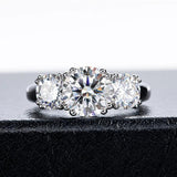 Superb 3 Stones D Colour VVS 5CT Moissanite Diamond Rings For Women Engagement Wedding Silver Certified Jewellery