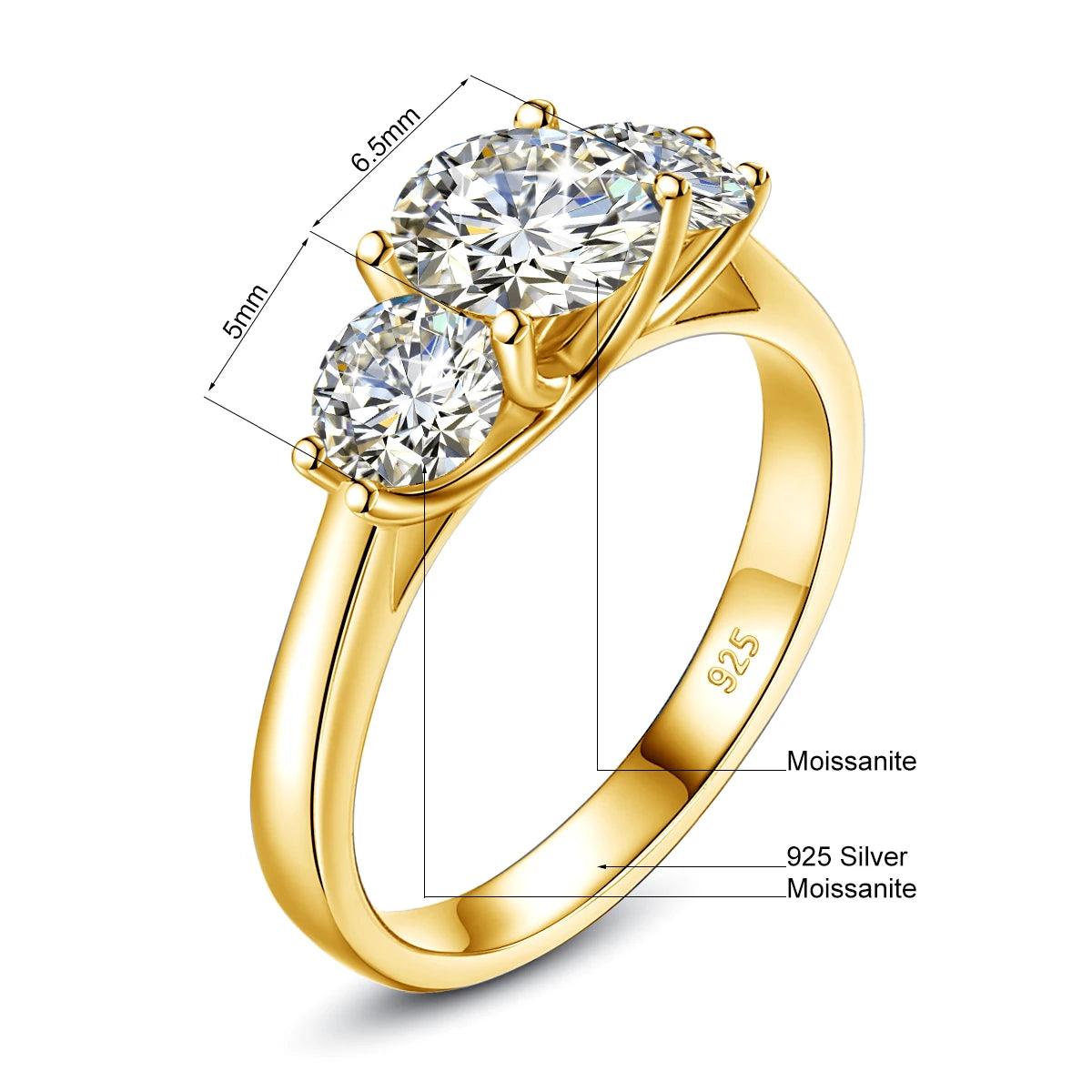 Awesome Round Cut 2ct D Colour VVS1 Moissanite 18KGP Rings Eternity Wedding Engagement Jewellery With Certificate