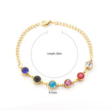 Blue Evil Eye CZ Charm Bracelets - Gold Colour Stainless Steel Drop Water Double Layer Cuban Link Jewellery