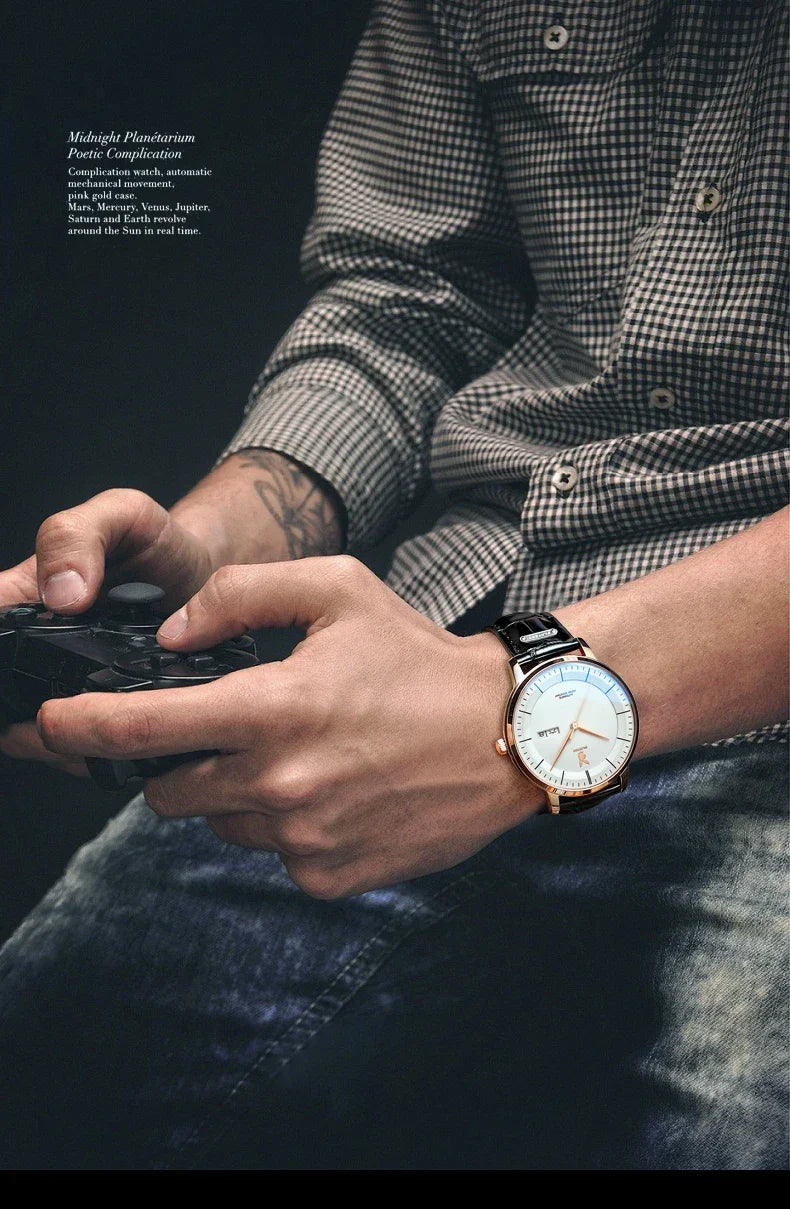 PLAYBOY Casual Simple Automatic Mechanical Men's Watches Original Waterproof Calendar High Quality Watch for Men