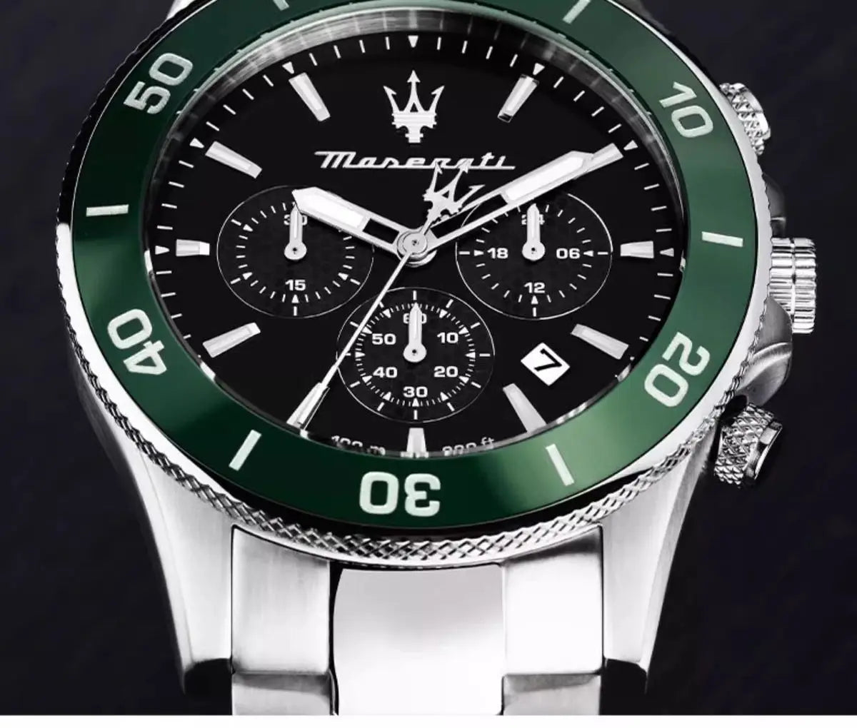 Maserati Original Green Water Ghost Trend Sports Watch Europe and America Style Authentic Quartz Wristwatch