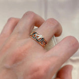 Unusual Black Enamel 14K Rolled Rose Gold AAA Zircon Diamonds Creative Ethnic Ring for Women Wedding Jewellery
