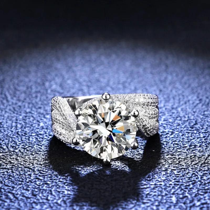 Luxury 3ct 5ct Sparkling Three Rows Moissanite Diamond Rings for Women 925 Silver Wedding Engagement Fine Jewellery