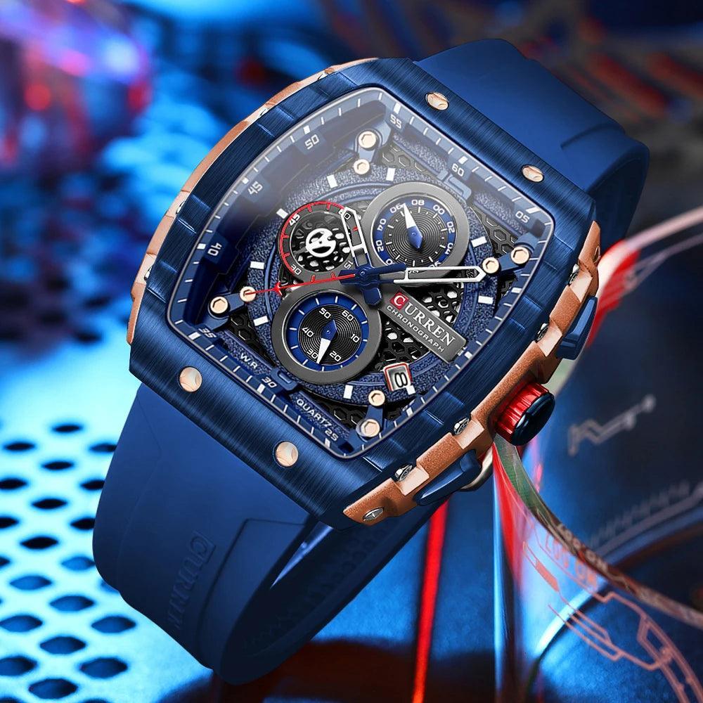 Top Brand Luxury Square Quartz Men's Watches - Waterproof Luminous Chronograph Watches for Men - The Jewellery Supermarket