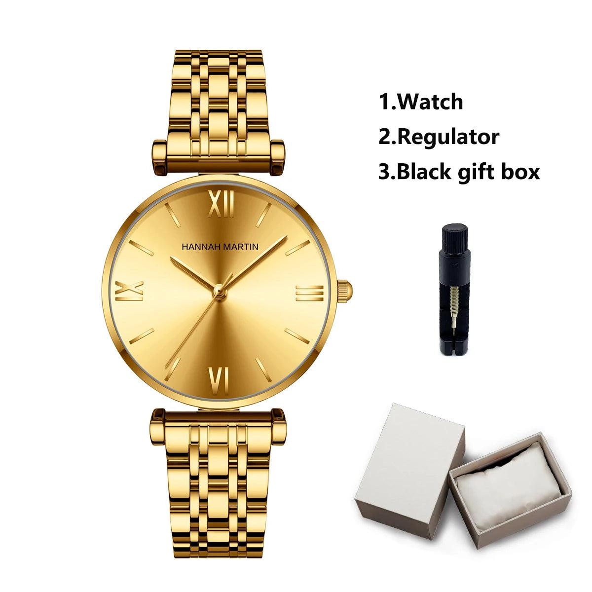 Luxury Elegant Fashion Round Dial Stainless Steel Ladie's Watch Japan Movement Quartz Rose Gold Plated Wristwatches