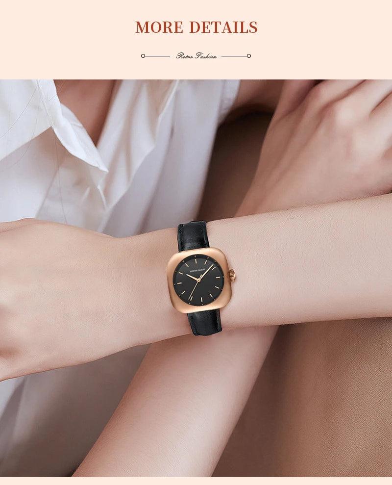 Elegant Minimalist Rose Gold Plated Elliptic Women's Watches,  Square Japanese Movement Casual Fashion Wristwatches