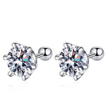 Outstanding D Colour VVS1 Round Cut 18KWGP Moissanite Diamonds Stud Earrings - Sterling Silver Fine Jewellery