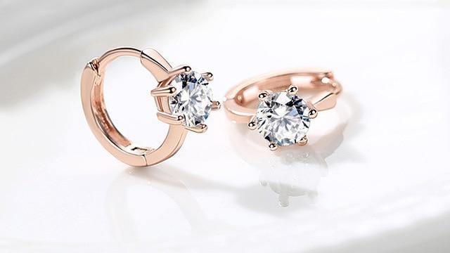 Alluring AAA+Cubic Zirconia Rose Gold Stud Earrings - Best Online Prices by Jewellery Supermarket - The Jewellery Supermarket