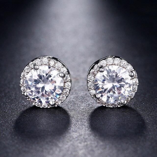 Attractive AAA CZ Stone Stud Earrings Round Shape 4 colours - Best Online Prices by Jewellery Supermarket - The Jewellery Supermarket