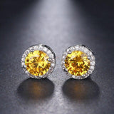Attractive AAA CZ Stone Stud Earrings Round Shape 4 colours - Best Online Prices by Jewellery Supermarket - The Jewellery Supermarket