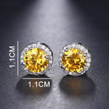 Attractive AAA CZ Stone Stud Earrings Round Shape 4 colours - Best Online Prices by Jewellery Supermarket - The Jewellery Supermarket